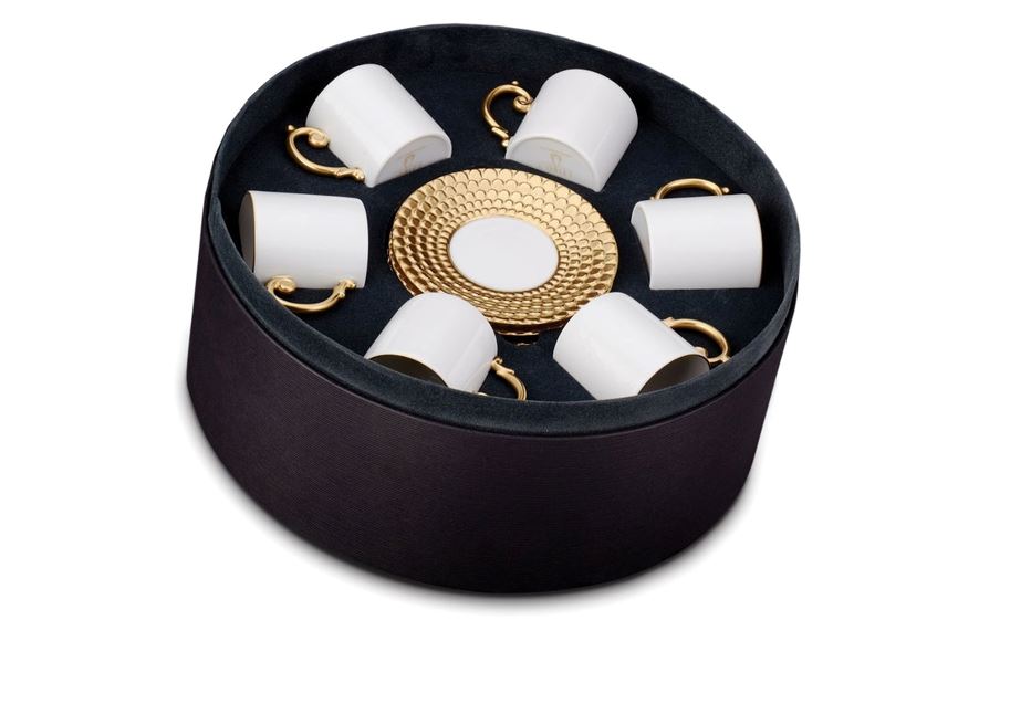L'Objet Aegean Espresso Cup and Saucer (Set of 6), Gold