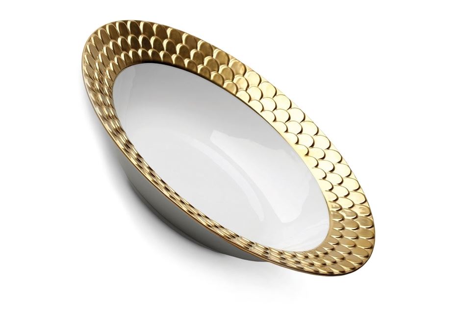 Aegean Rimmed Serving Bowl, Gold