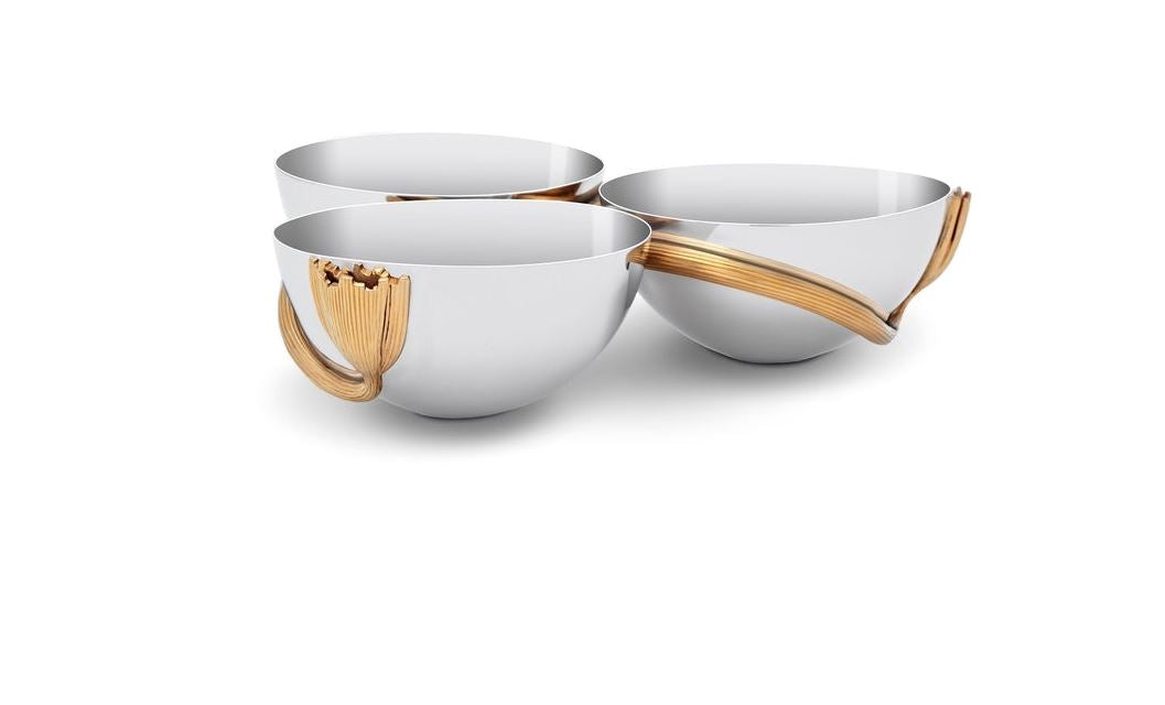Deco Leaves Condiment Server, 3 Sections
