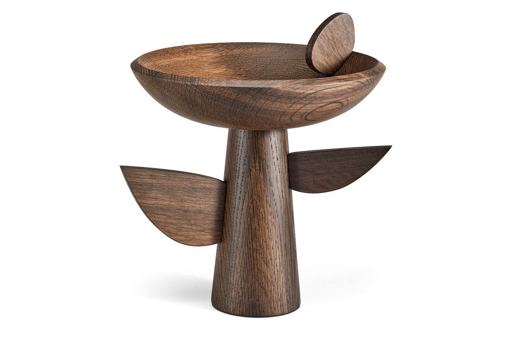 Kelly Behun Leaf Bowl on Stand, Smoked Oak