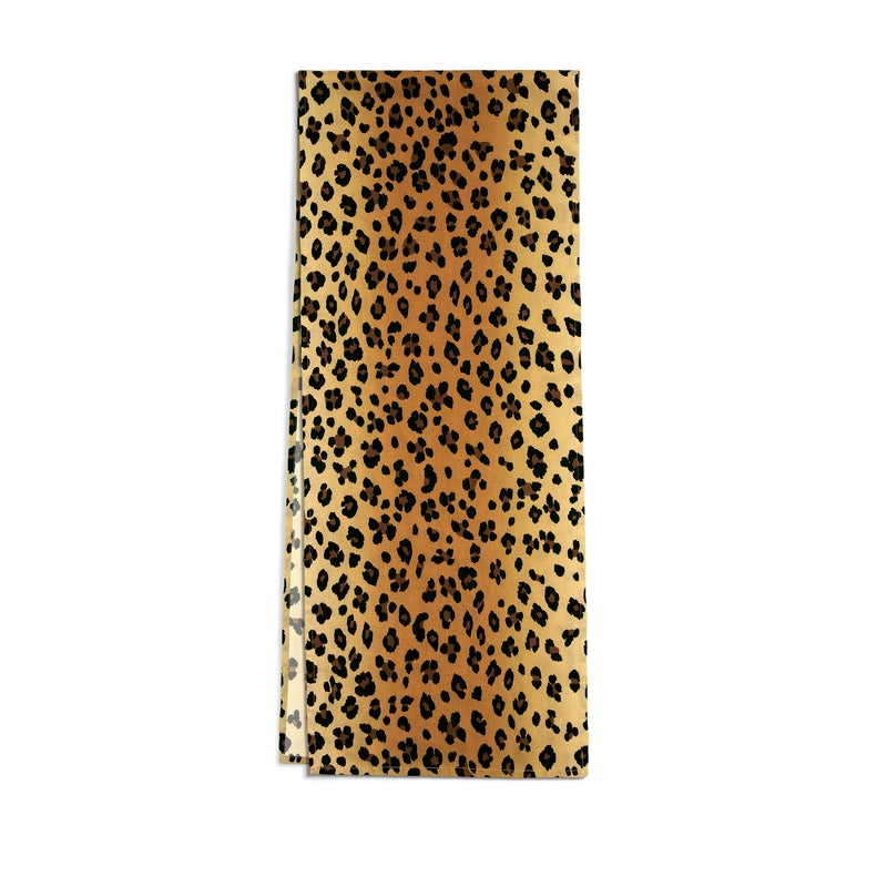 Linen Sateen Leopard Runner, Natural