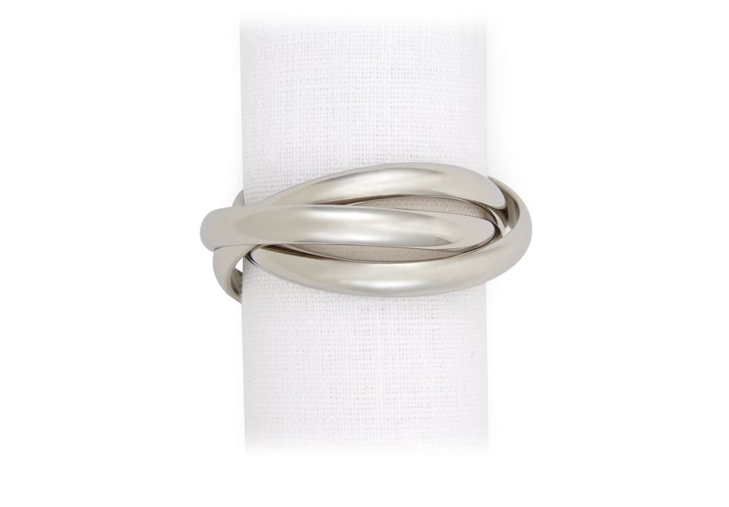 Three Ring Napkin Jewels (Set of 4), Platinum