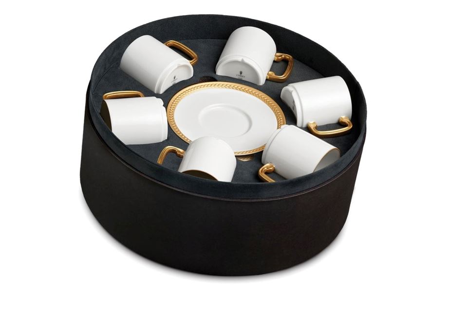 Soie Tressée Espresso Cup and Saucer (Set of 6), Gold