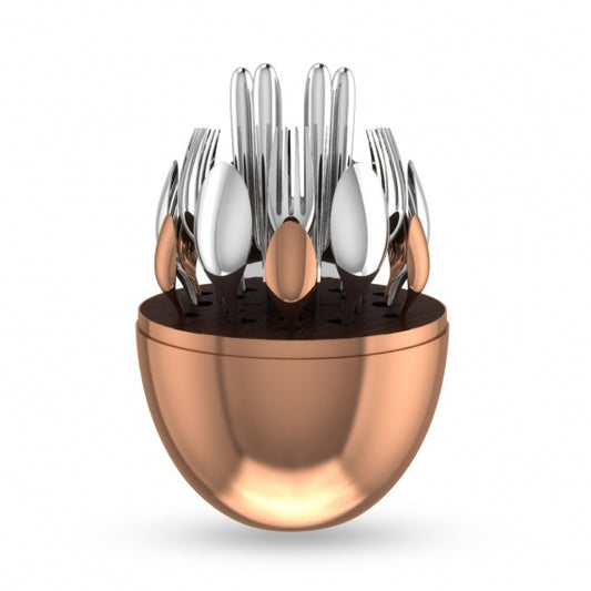 24-Piece Silver Plated Flatware Set With Pink Gold Storage Capsule
