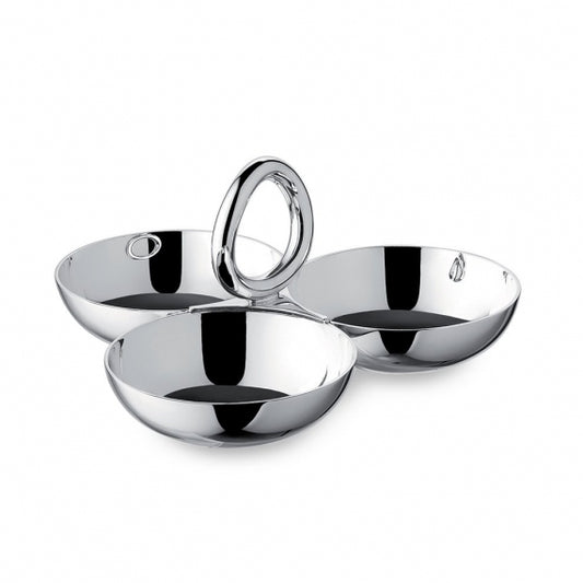 Small Silver Plated Three-Bowl Snack/Trinket Server
