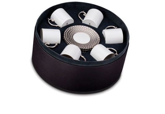 L,Objet Aegean Espresso Cup and Saucer (Set of 6), Platinum