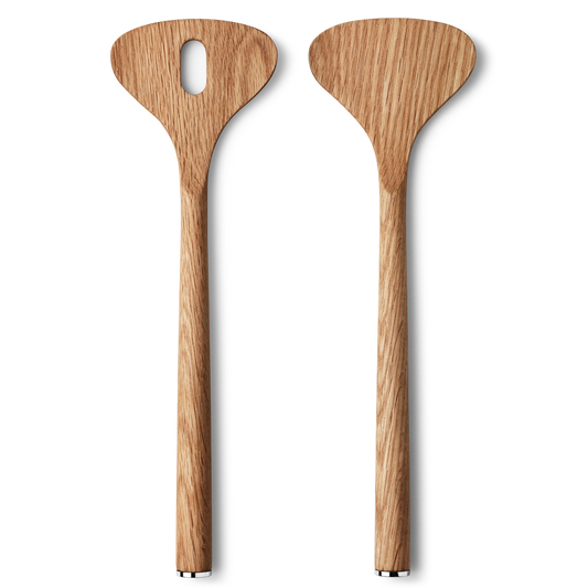 ALFREDO Salad Servers, Oak Wood