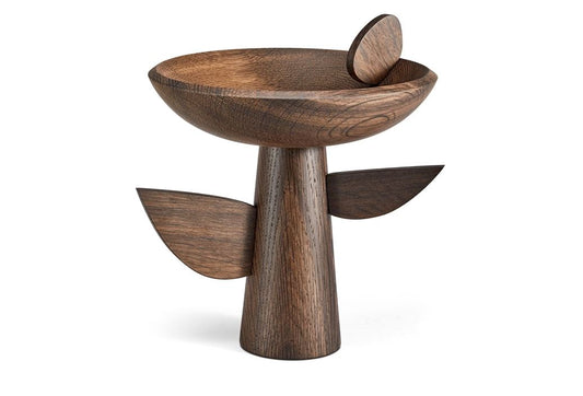 Kelly Behun Leaf Bowl on Stand, Smoked Oak