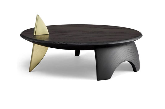 Kelly Behun Leaf Flat Platter on Stand, Blackened Oak
