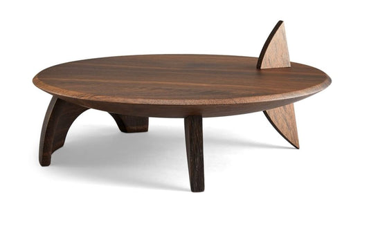 Kelly Behun Leaf Flat Platter on Stand, Smoked Oak