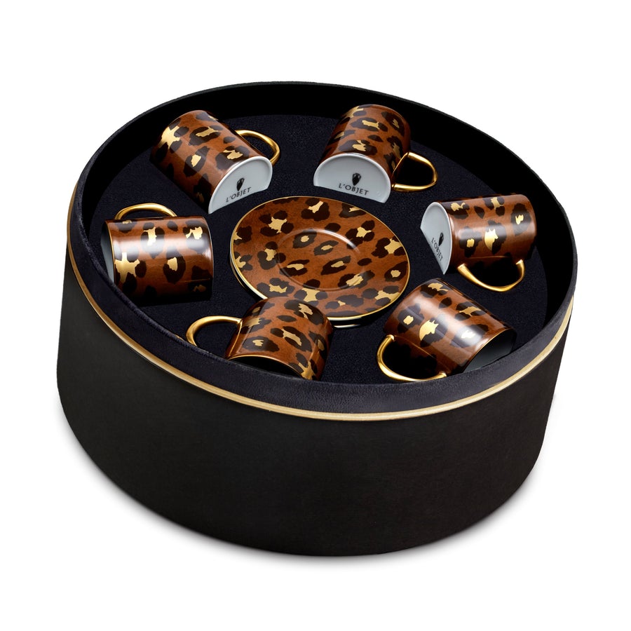 Leopard Espresso Cup and Saucer (Set of 6)