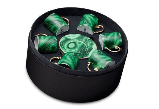 Malachite Espresso Cup and Saucer (Set of 6)