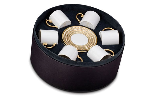 Perlée Espresso Cup and Saucer (Set of 6), Gold