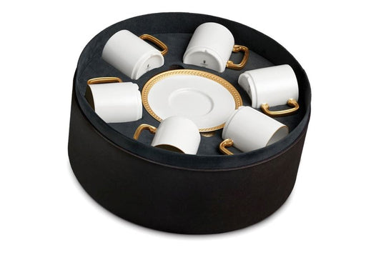 Soie Tressée Espresso Cup and Saucer (Set of 6), Gold