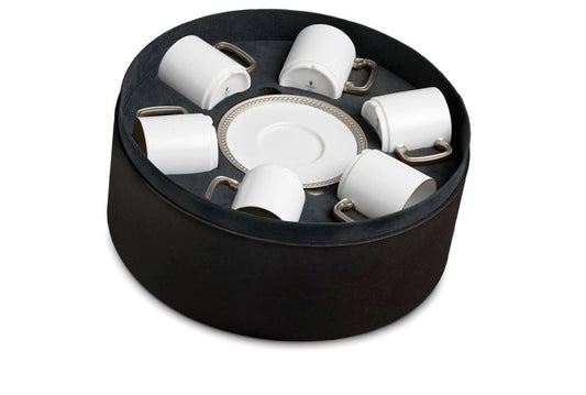 Soie Tressée Espresso Cup and Saucer (Set of 6), Platinum