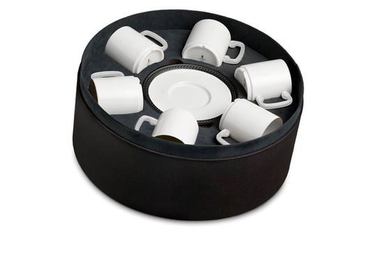 Soie Tressée Espresso Cup and Saucer (Set of 6), Black Accents